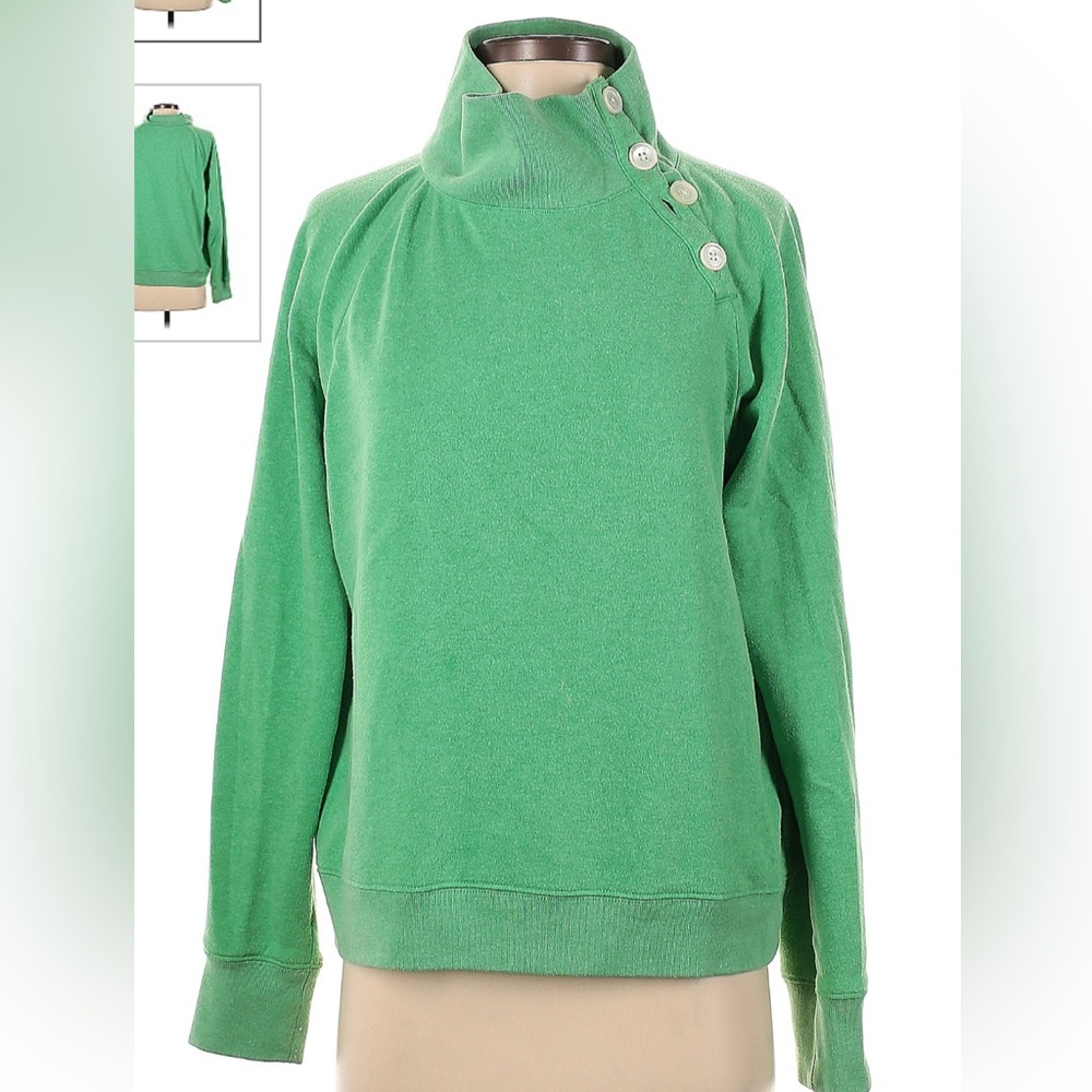 J Crew Green sweater with little button up turtle neck Medium